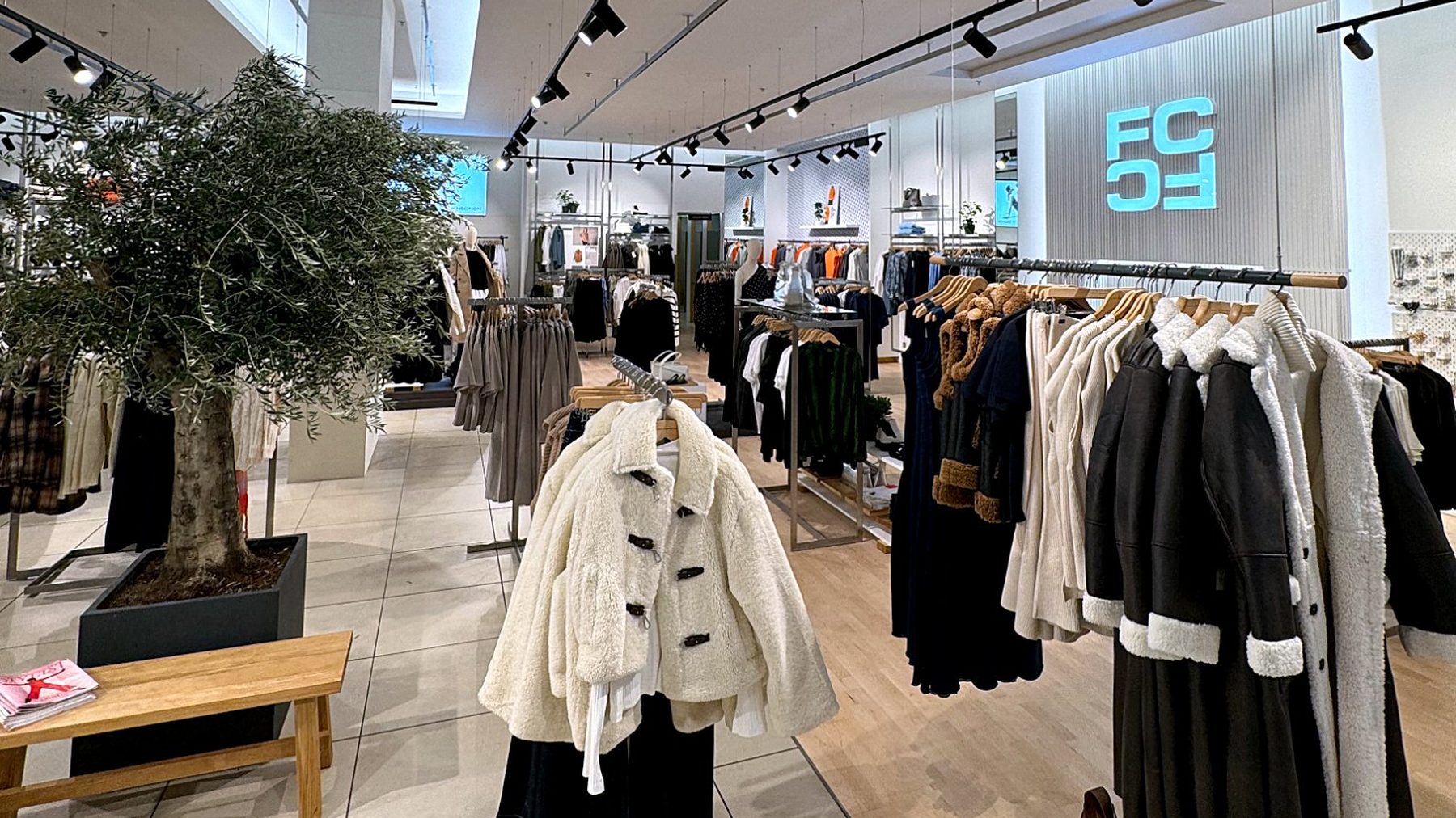 Newly upgraded track lighting on the shop floor at French Connection, Meadowhall