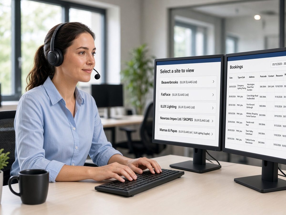 A helpdesk operator taking a call at a desk
